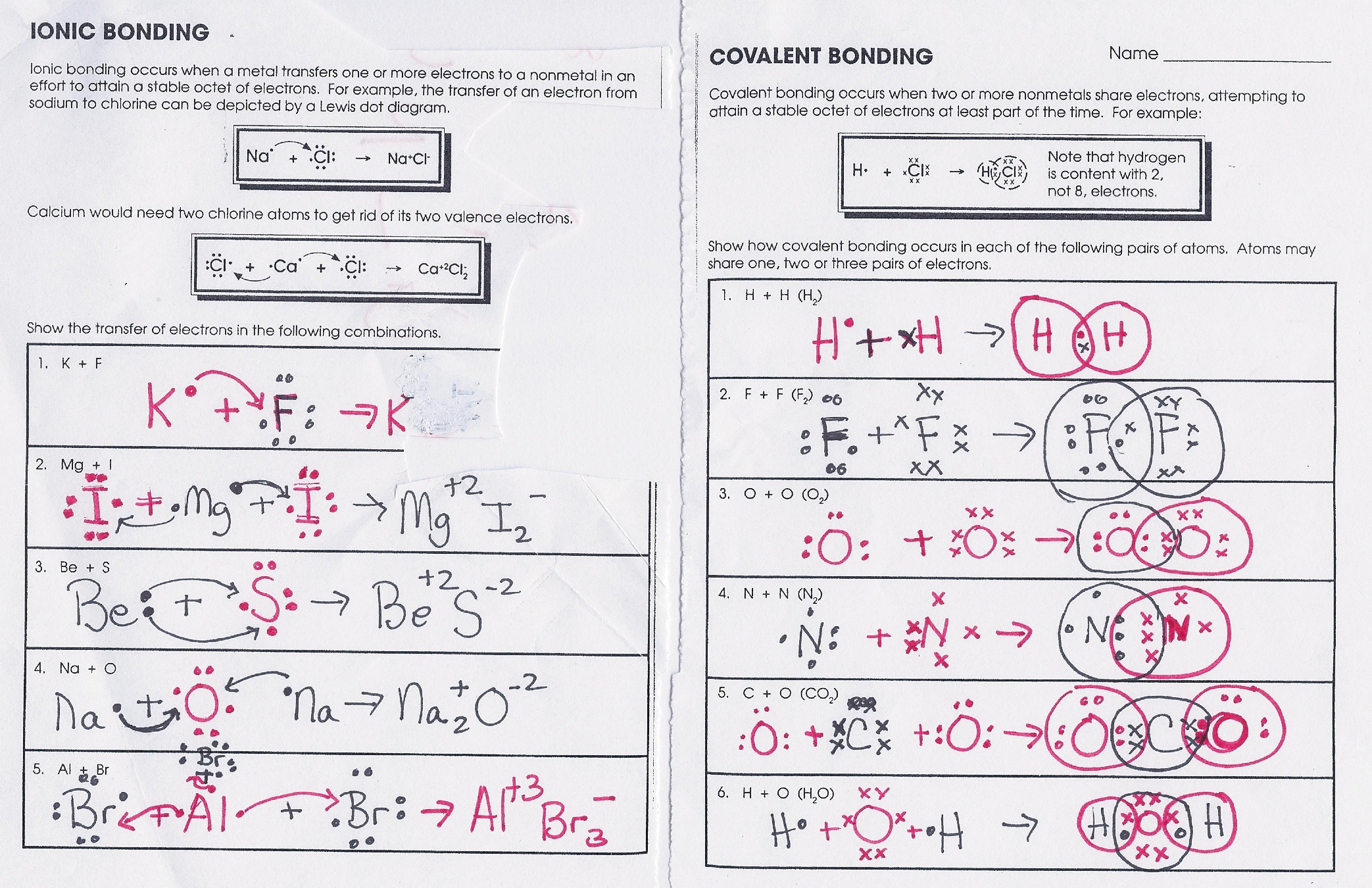 Bonding Worksheet Answers For Covalent Bonding Worksheet Answer Key